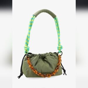 Rotunda Olive Shoulder Bag with Amber Chain